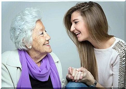 A granddaughter and her grandmother.