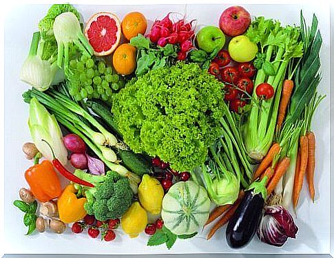 Variety of fruits and vegetables. 